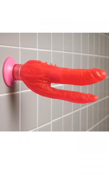 Waterproof Wall Bangers Double Penetrator Pink Suction Cup - Dildos - www.Coyha.com