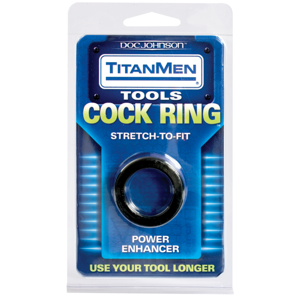 Titanmen Cock Ring Stretch To Fit - Black - Men's Toys - www.Coyha.com