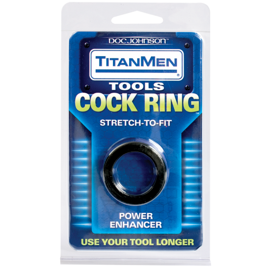 Titanmen Cock Ring Stretch To Fit - Black - Men's Toys - www.Coyha.com