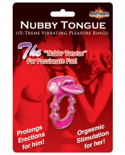 Nubbie Tongue Magenta Pink Vibrating Cock Ring - Men's Toys - www.Coyha.com