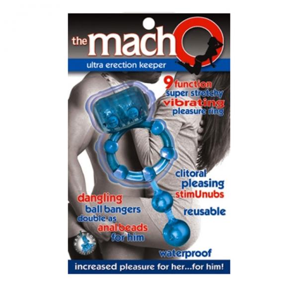 Macho Ultra Erection Keeper Blue Vibrating Cock Ring - Men's Toys - www.Coyha.com