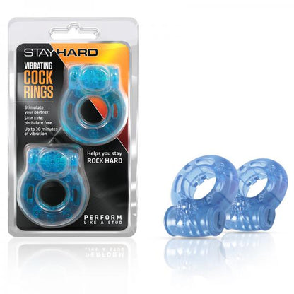 Stay Hard Vibrating Cock Ring 2 Pack Blue - Men's Toys - www.Coyha.com