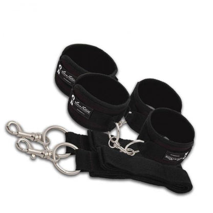 Lux Fetish Bed Spreader 7 Piece Restraint System Black - Bondage - www.Coyha.com