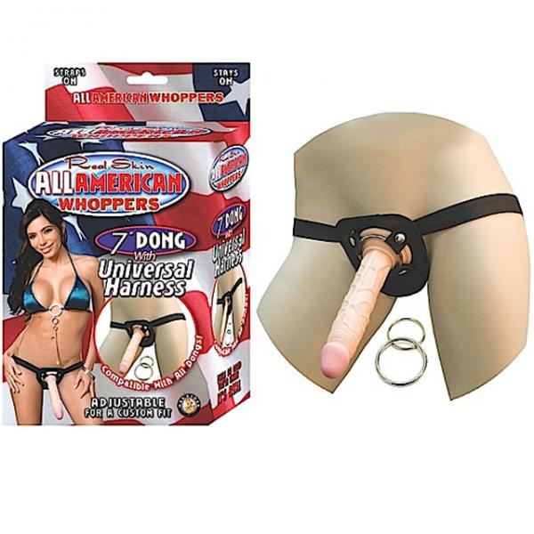 Real Skin All American Whoppers Dong With Universal Harness 7 Inch - Dildos - www.Coyha.com