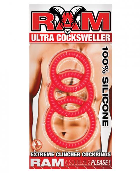 Ram Ultra Silicone Cocksweller Cock Rings Red - Men's Toys - www.Coyha.com