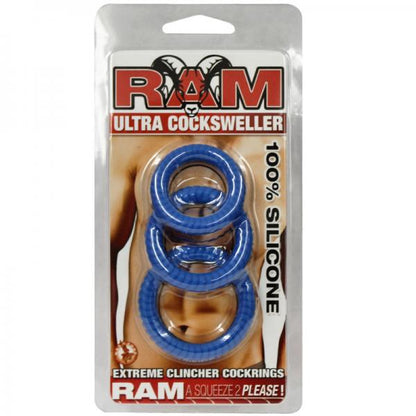 Ram Ultra Silicone Cocksweller C Rings Blue - Men's Toys - www.Coyha.com