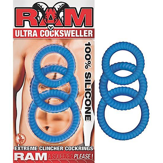 Ram Ultra Silicone Cocksweller C Rings Blue - Men's Toys - www.Coyha.com