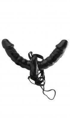 Vibrating Double Delight Strap-On Black - Dildos - www.Coyha.com