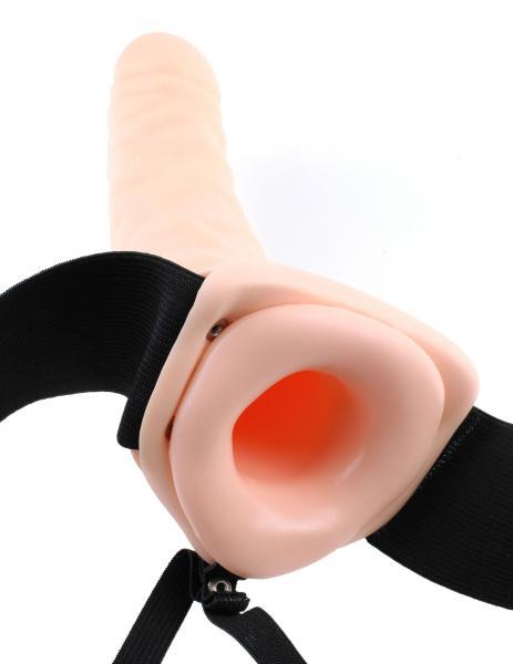 Hollow Strap On 8 inch Dildo - Beige - Men's Toys - www.Coyha.com