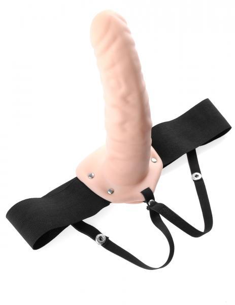 Hollow Strap On 8 inch Dildo - Beige - Men's Toys - www.Coyha.com