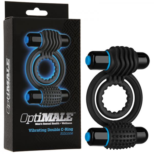 Optimale Silicone Vibrating Double C-Ring Waterproof - Black - Men's Toys - www.Coyha.com