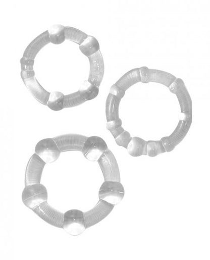 Ram Beaded Cock Rings Clear Pack of 3 - Men's Toys - www.Coyha.com