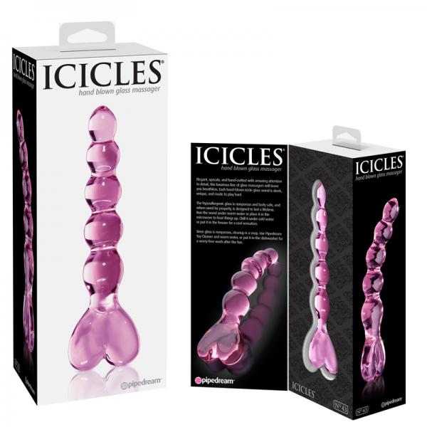 Icicles No 43 Pink Glass Beaded Massager - Dildos - www.Coyha.com