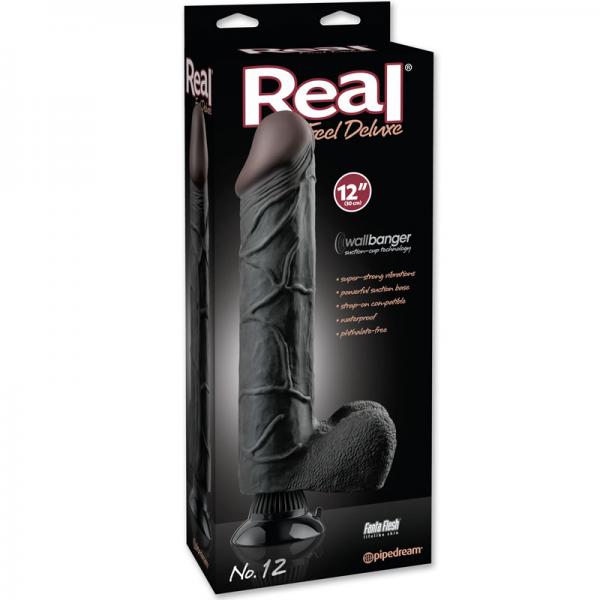 Real Feel Deluxe No.12 Black Vibrating Dildo - Vibrators - www.Coyha.com