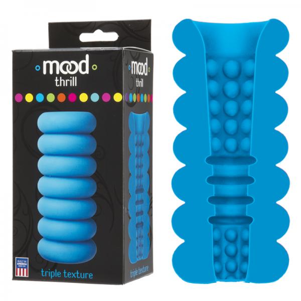 Mood Thrill Triple Texture Blue Stroker - Men's Toys - www.Coyha.com