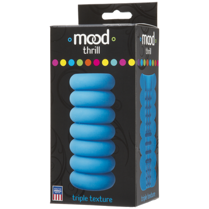 Mood Thrill Triple Texture Blue Stroker - Men's Toys - www.Coyha.com