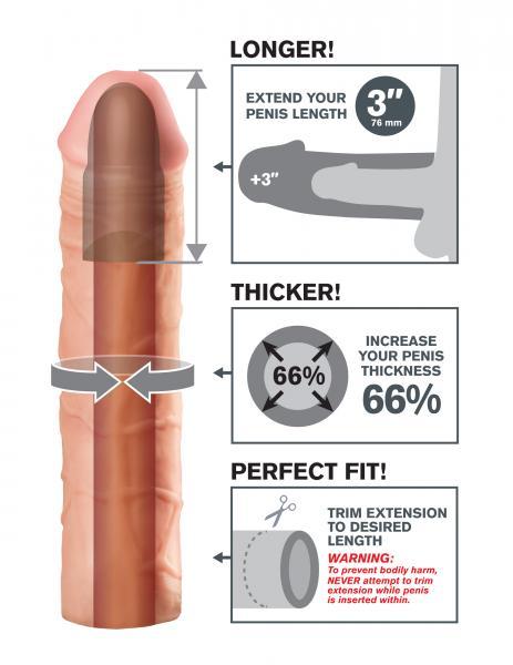 Mega 3 Inch Penis Extension - Beige - Men's Toys - www.Coyha.com