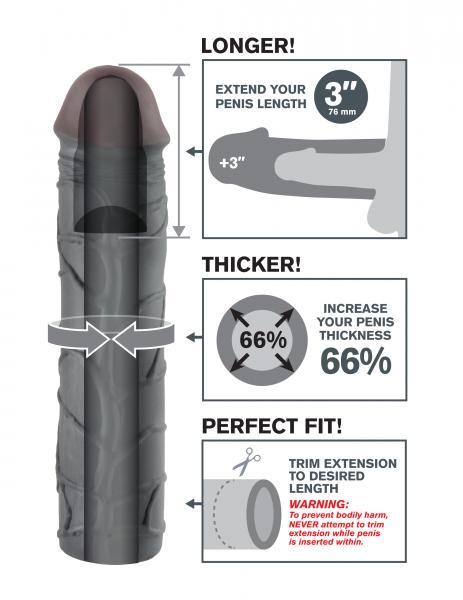 Mega 3 Inch Penis Extension - Black - Men's Toys - www.Coyha.com