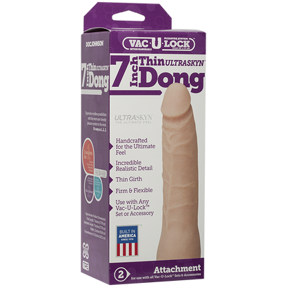 Vac-U-Lock 7in Ultraskyn Thin Dong - Beige - Dildos - www.Coyha.com