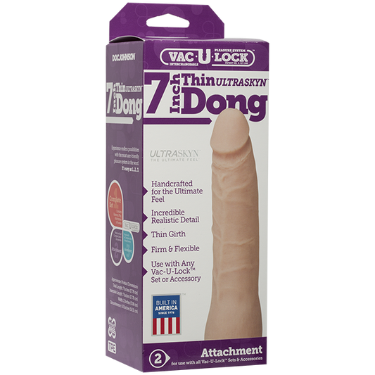 Vac-U-Lock 7in Ultraskyn Thin Dong - Beige - Dildos - www.Coyha.com