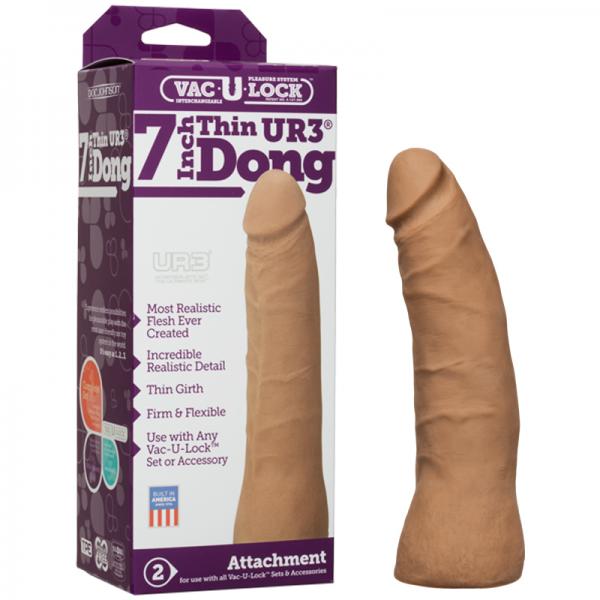 Vac-U-Lock 7in Ultraskyn Thin Dong - Tan - Dildos - www.Coyha.com