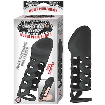 Mack Tuff Silicone Woven Penis Sheath 6in Black - Men's Toys - www.Coyha.com