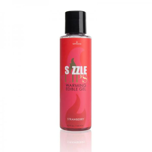 Sizzle Lips Edible Warming Gel Strawberry 4.2oz - Lubes & Lotions - www.Coyha.com