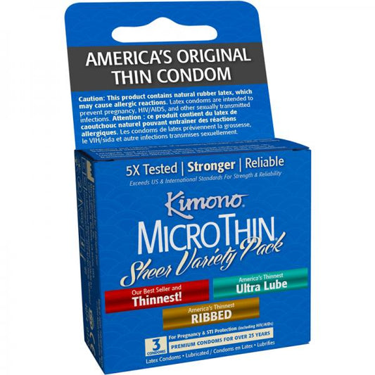 Kimono Microthin Sheer Variety Pack 3 Condoms - Extras - www.Coyha.com