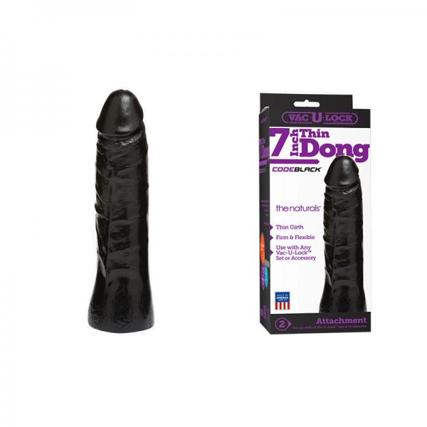 Vac U Lock Code Black Natural Thin Dong 7 Inches - Dildos - www.Coyha.com