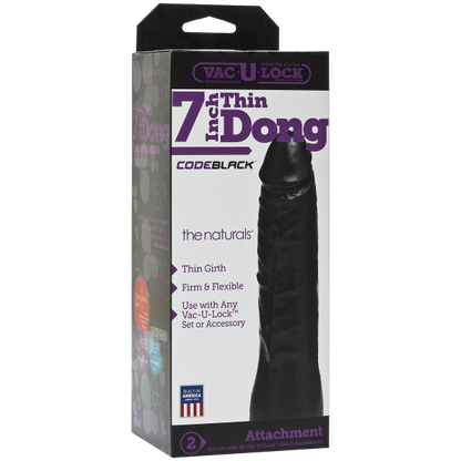 Vac U Lock Code Black Natural Thin Dong 7 Inches - Dildos - www.Coyha.com