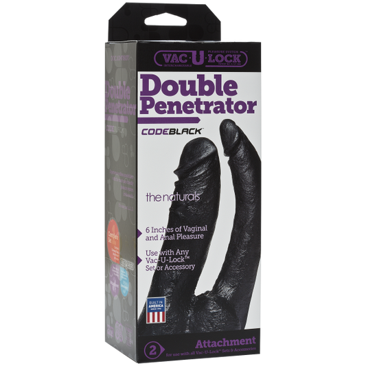 Vac-U-Lock Code Black Double Penetrator - Dildos - www.Coyha.com