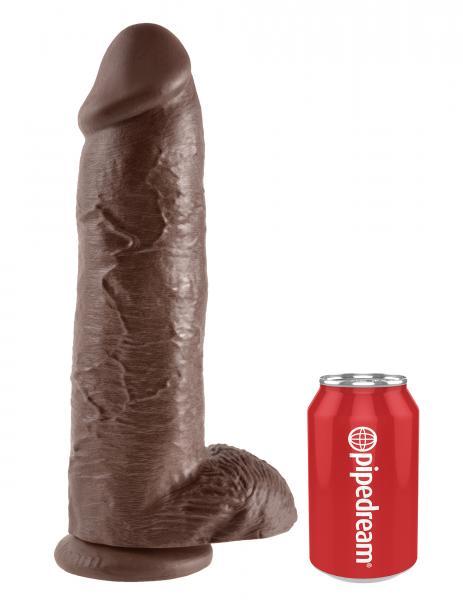 King C*ck 12 Inch C*ck With Balls Brown - Dildos - www.Coyha.com