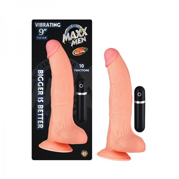 Maxx Men Vibrating 9 inches Curved Dong Beige - Vibrators - www.Coyha.com