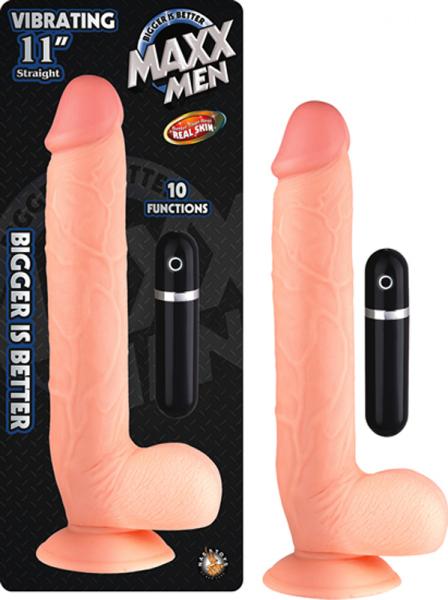 Maxx Men Vibrating 11 inches Straight Dong Beige - Vibrators - www.Coyha.com