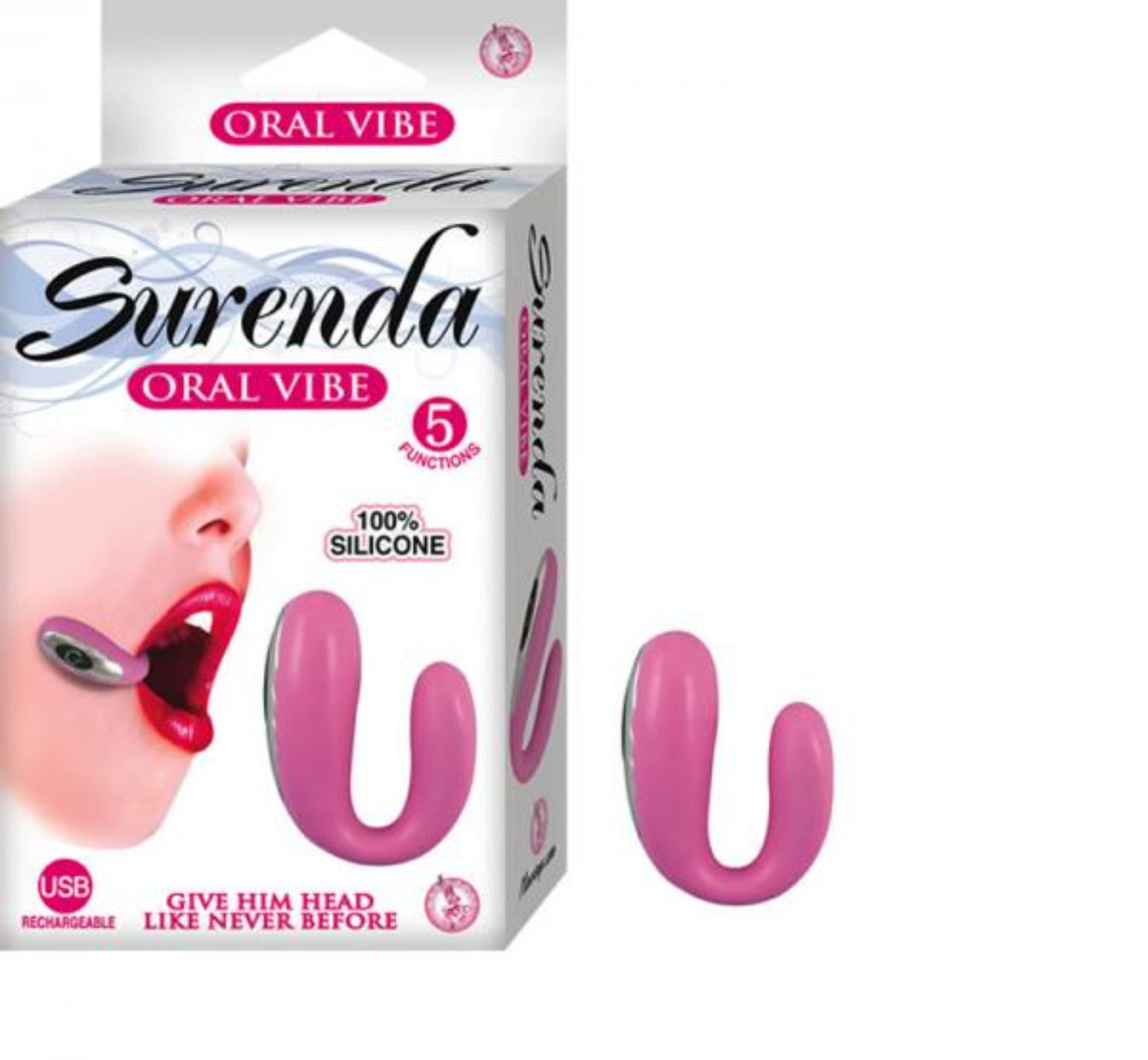 Surenda Silicone Oral Vibe 5 Function USB Rechargeable Waterproof - Pink - Vibrators - www.Coyha.com