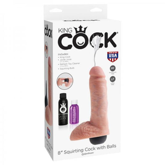 King Cock 8 inches Squirting C*ck Balls Beige - Dildos - www.Coyha.com