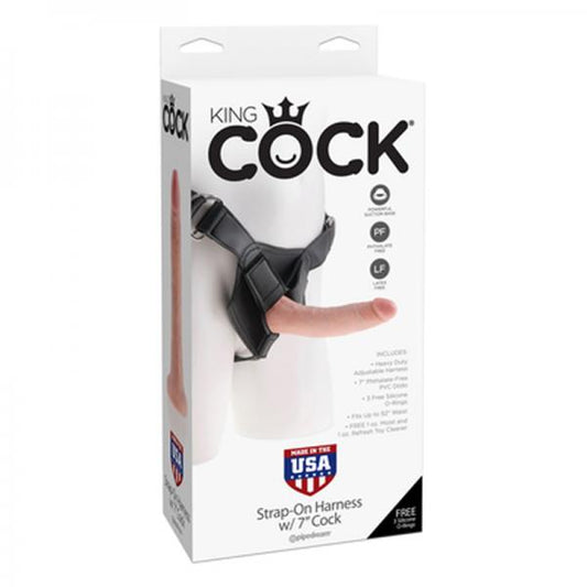 King Cock Strap On Harness 7 inches Cock Beige - Dildos - www.Coyha.com