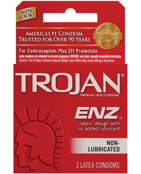 Trojan Enz Non-Lubricated Condoms - Box of 3 - Extras - www.Coyha.com