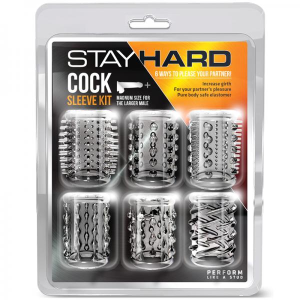 Stay Hard Cock Sleeve Kit Clear 6 Pack - Men's Toys - www.Coyha.com