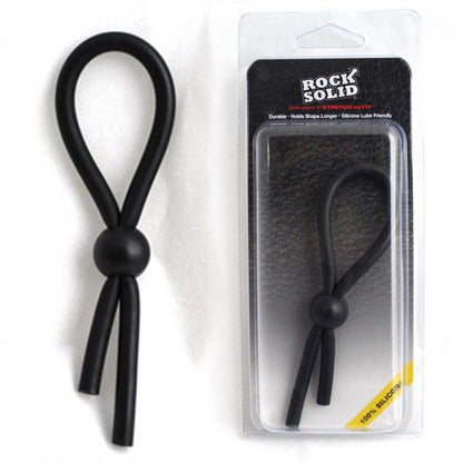 Rock Solid Lasso Single Adjustable Black Silicone Cock Tie - Men's Toys - www.Coyha.com