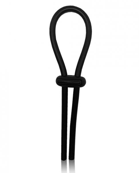 Rock Solid Lasso Single Adjustable Black Silicone Cock Tie - Men's Toys - www.Coyha.com