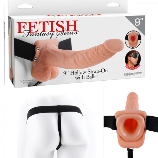 Fetish Fantasy 9in Hollow Strap-on With Balls Flesh - Men's Toys - www.Coyha.com