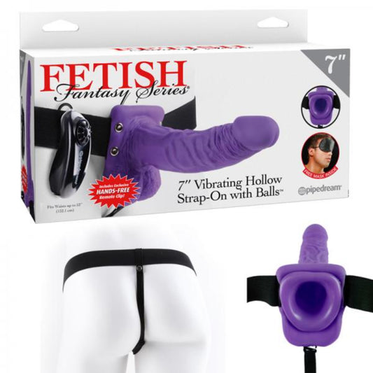 Fetish Fantasy 7in Vibrating Hollow Strap-on With Balls Purple - Vibrators - www.Coyha.com