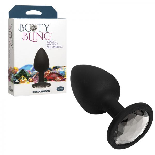 Booty Bling Small Black Anal Butt Plug Silver - Anal Toys - www.Coyha.com