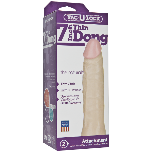 Vac-U-Lock 7in Thin Dong - Beige - Dildos - www.Coyha.com