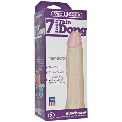 Vac-U-Lock 7in Thin Dong - Beige - Dildos - www.Coyha.com