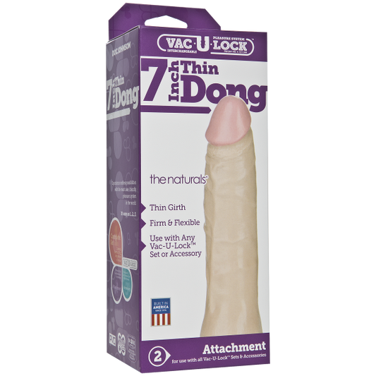 Vac-U-Lock 7in Thin Dong - Beige - Dildos - www.Coyha.com