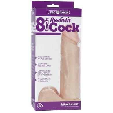 Vac-U-Lock 8in Realistic Cock - Beige - Dildos - www.Coyha.com