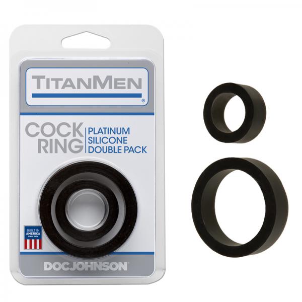 Titanmen Cock Ring Platinum Silicone Double Pack Black - Men's Toys - www.Coyha.com