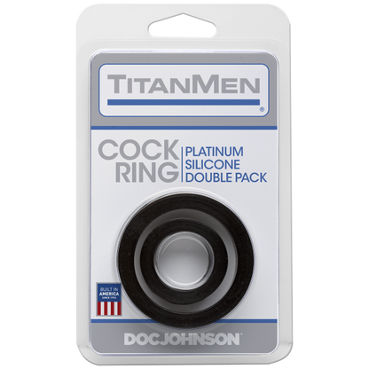 Titanmen Cock Ring Platinum Silicone Double Pack Black - Men's Toys - www.Coyha.com